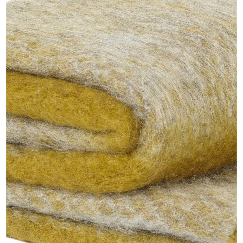 Luxe Yellow Mohair Blend Throw in Golden Tones