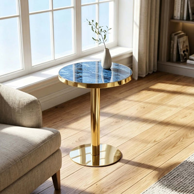 Table basse ronde moderne de luxe avec texture de marbre peinte UV