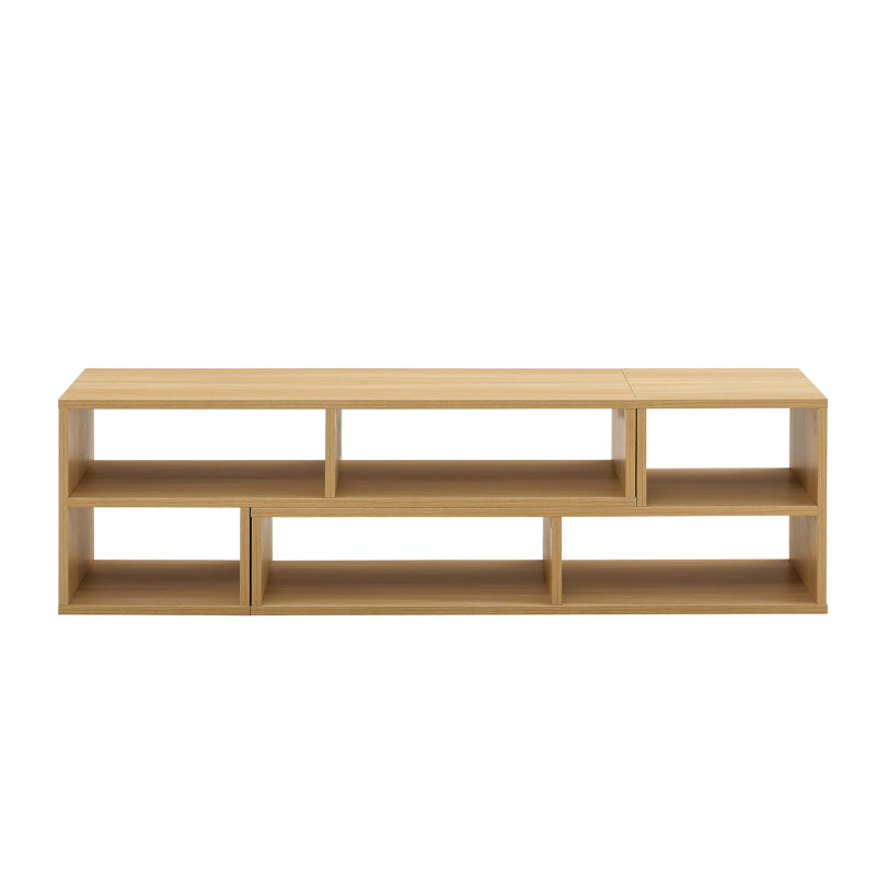 2 Tier Bookcase L-shaped 2 Piece Cube Tv Stand, Free Combination Visitor Room Open Storage Bookcase Shelf, Brown Wood