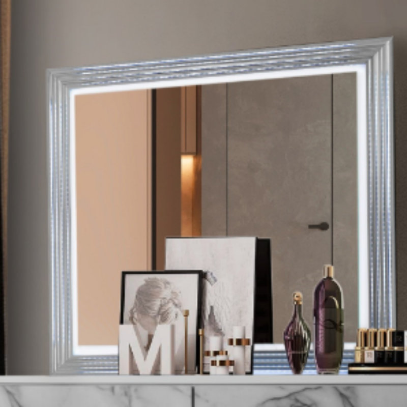 Miroir lune en marbre blanc avec DEL, Marbre