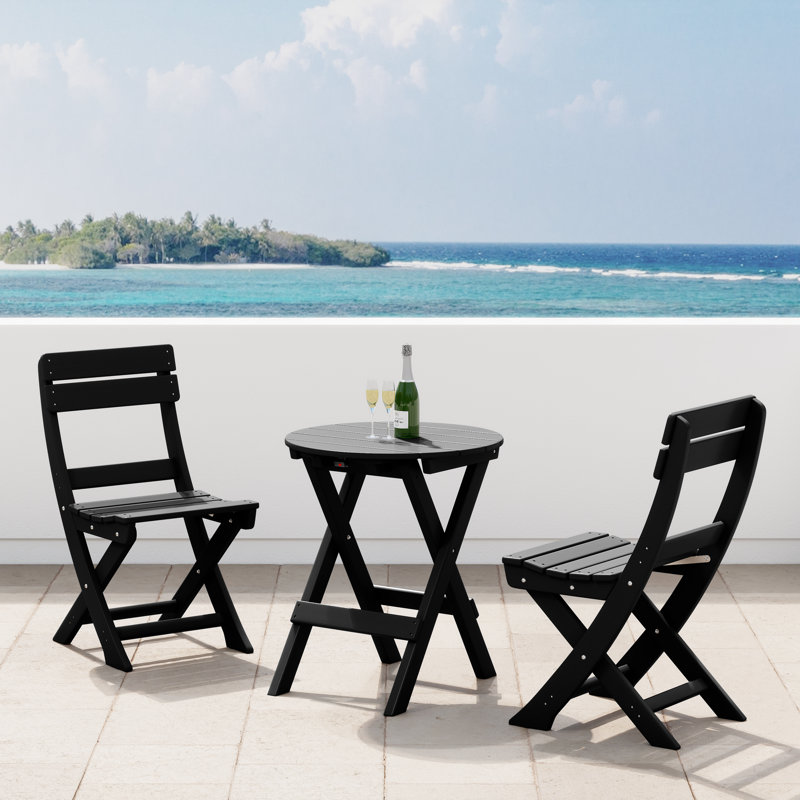 Laguna 3-Piece Folding Dining Set, Black