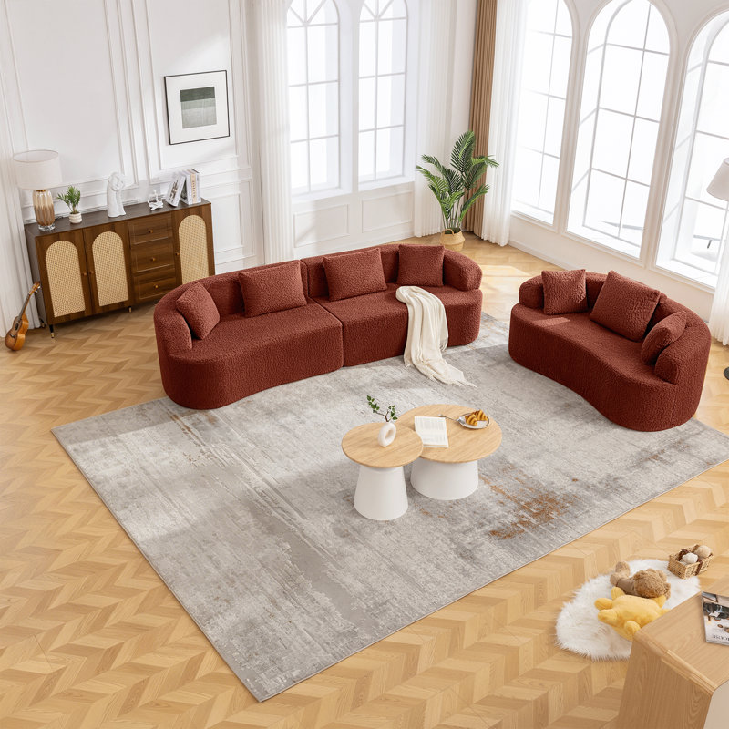 Ensemble de canapé modulaire courbé 3 pièces, Rouge