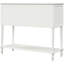 Buffet console pour le salon en blanc, armoire de rangement de style - 2 tiroirs, armoires vitrées, pieds en bois massif, buffet blanc d'aspect chic avec tablette inférieure, conception spacieuse, deux-104204895-104204894