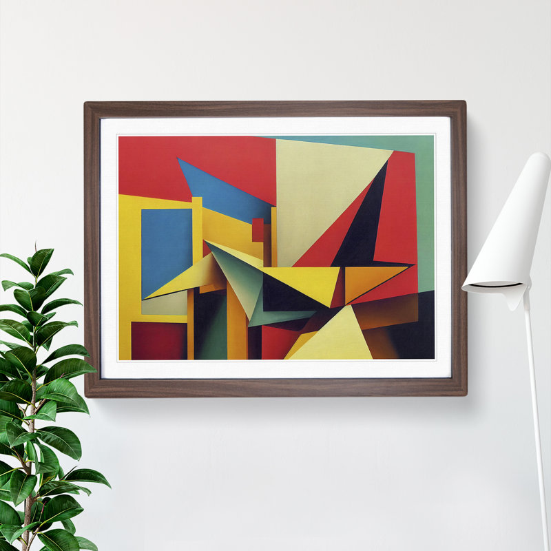 Shapes - Single Picture Frame Print, 46cm H x 64cm W, Walnut Framed