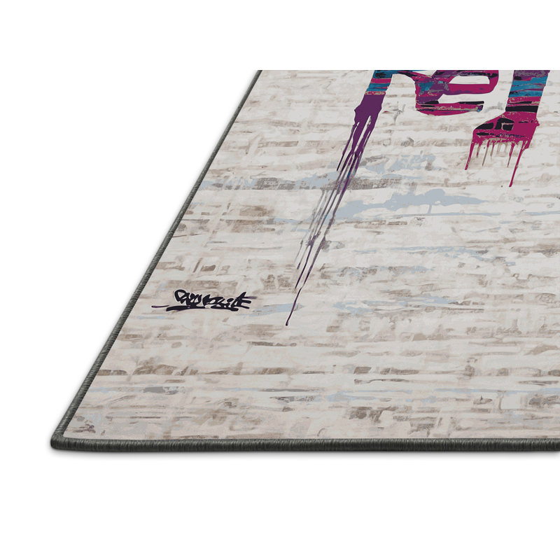 Tapis gris soyeux et moelleux, Rectangle 8 pi x 10 pi