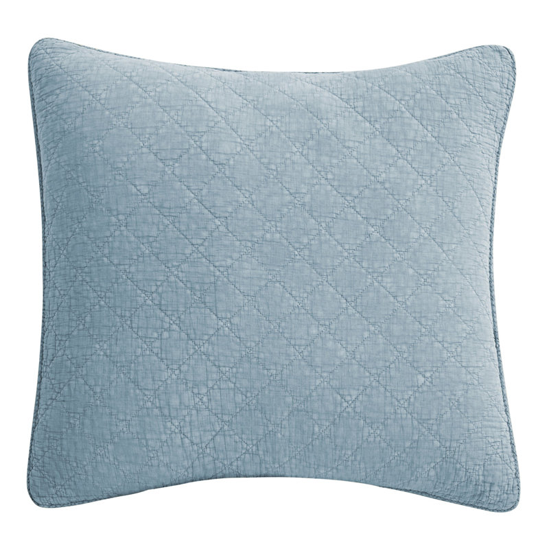 Stonewashed Cotton Gauze Solid Color Classic Casual Modern Rustic Pillow Sham, Standard/Twin, French Blue