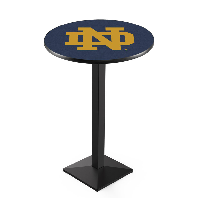 Round Metal Base Dining Table, Black Wrinkle, Notre Dame - Leprechaun