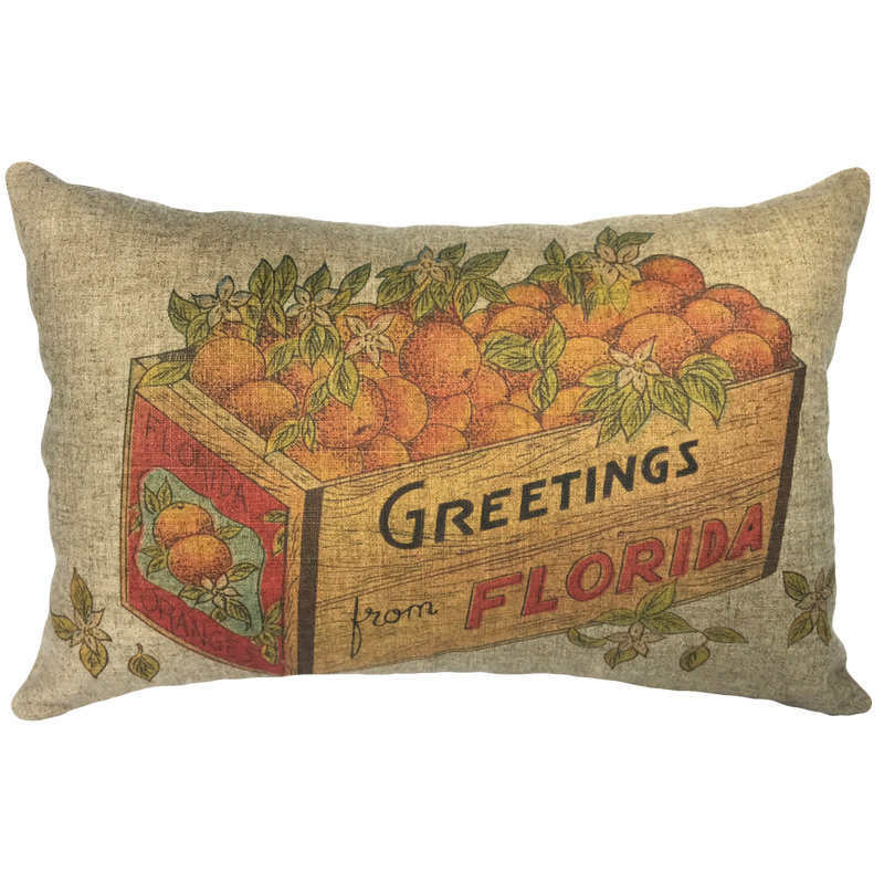  Florida Oranges Linen Lumbar Pillow