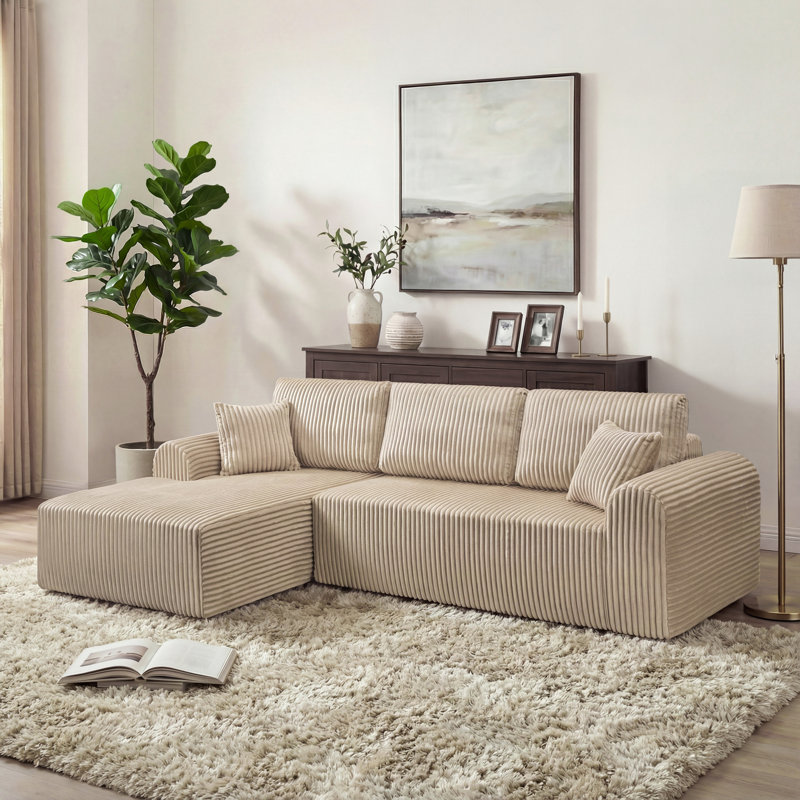 109"Cloud Modular Sectional Sofa Couch With L-Shape Chaise,Modern Minimalist Upholstered Couches For Living Room Bedroom,Deep Seat Corner Couch,No Assembly Required
