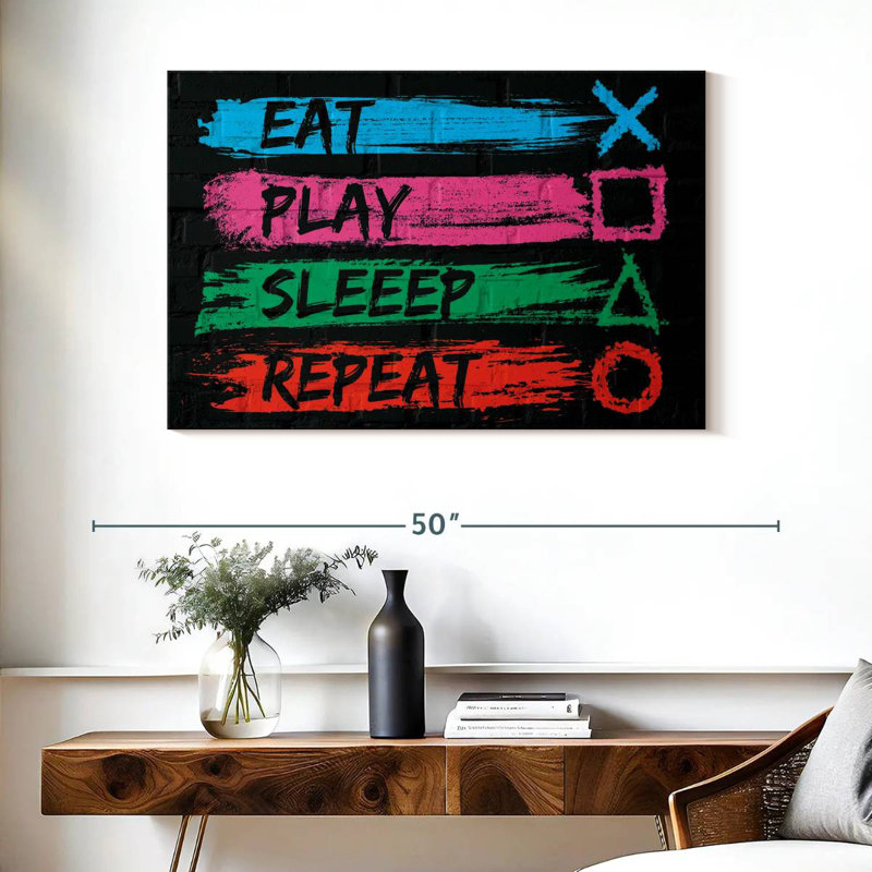 Senne Eat Play Sleep Repeat, 26" H x 39" W