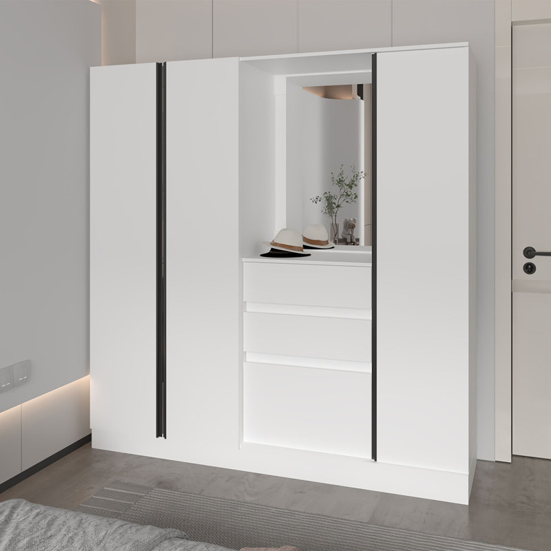 Organisateur de garde-robe avec miroir et compartiments de rangement