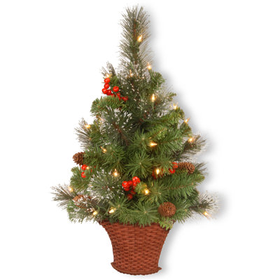 3 ft. Crestwood Spruce Half Tree with Battery Operated Warm White LED Lights