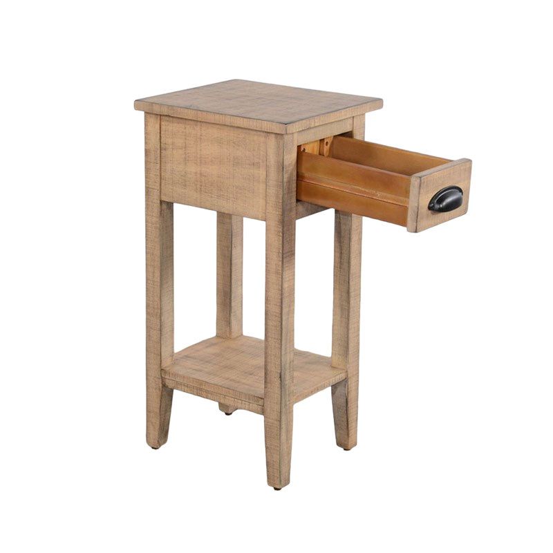 Komor Solid Wood End Table, Beach Pebble