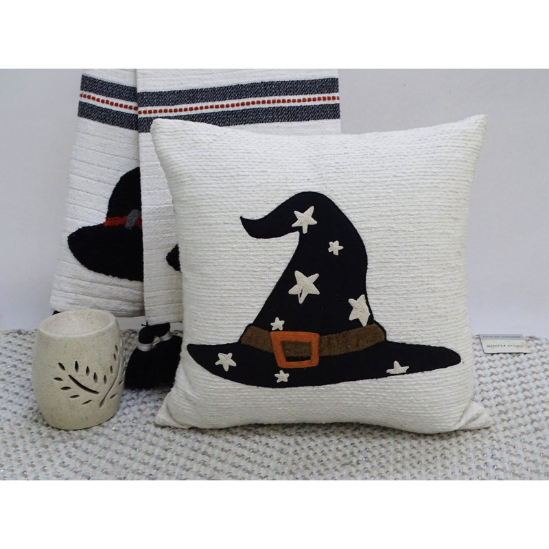 Embroidered Cotton Blend Throw Pillow
