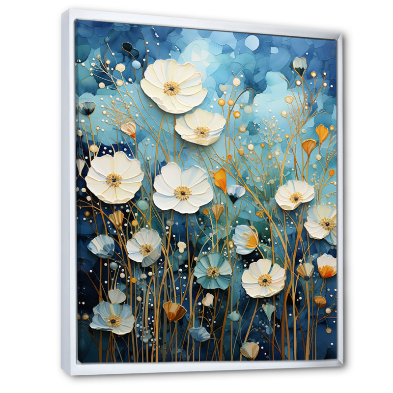 Blue Tranquil Gardens II - reproduction, H 32 po x l 16 po x P 1 po, Cadre flottant blanc