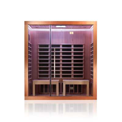 Model Modèle de yoga chaud】 Hongyuan 3-4 personnes H 82 po x l 76 po Sauna de salle Sauna intérieur avec 15 films chauffants à faible CEM Sauna infrarouge FAR avec Bluetooth en Okoumé et bois de pruche