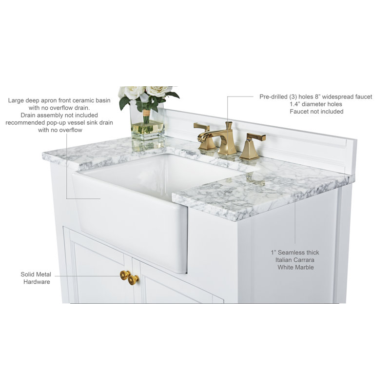 Adeline 36'' W Single Vanity, White