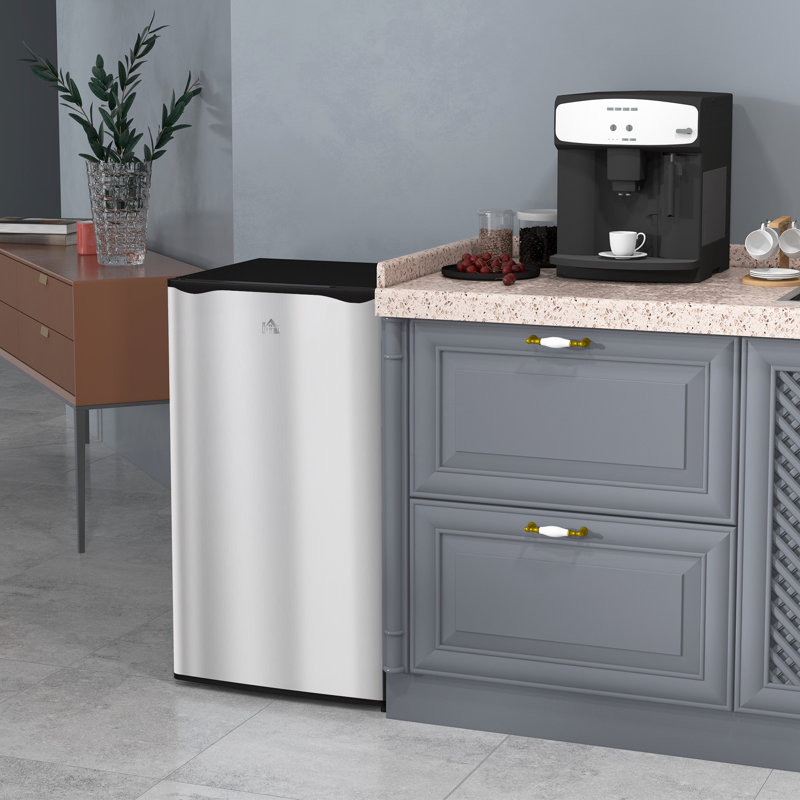 3.2 Cu.Ft Mini Fridge With Freezer, Single Door Compact Refrigerator With Adjustable Thermostat, Shelf And Reversible Door For Bedroom, Dorm, Home Office, Energy Efficient