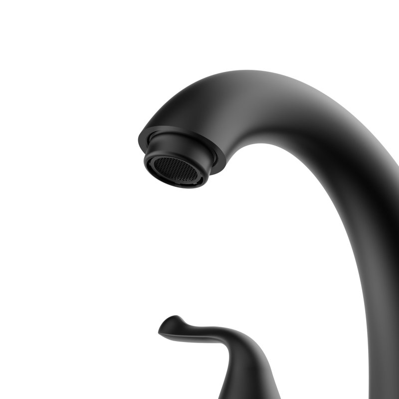 Robinet de salle de bain à large entraxe avec bonde, Noir mat
