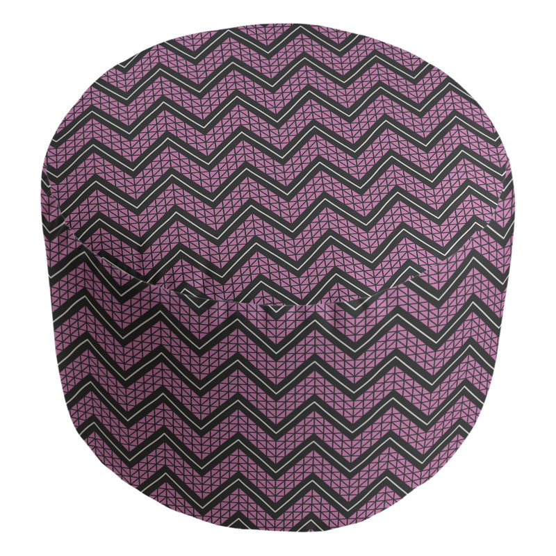 Upholstered Pouf, Pink/Black