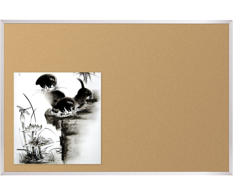 Natural Add Cork MooreCo No Cork Wall Metal Bulletin Board, 4' H x 6' W