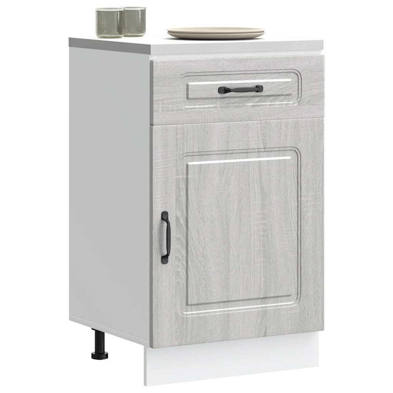 Kitchen Base Cabinet Kalmar Engineered Wood, 81.5cm H x 50cm W x 46cm D, Grey Sonoma