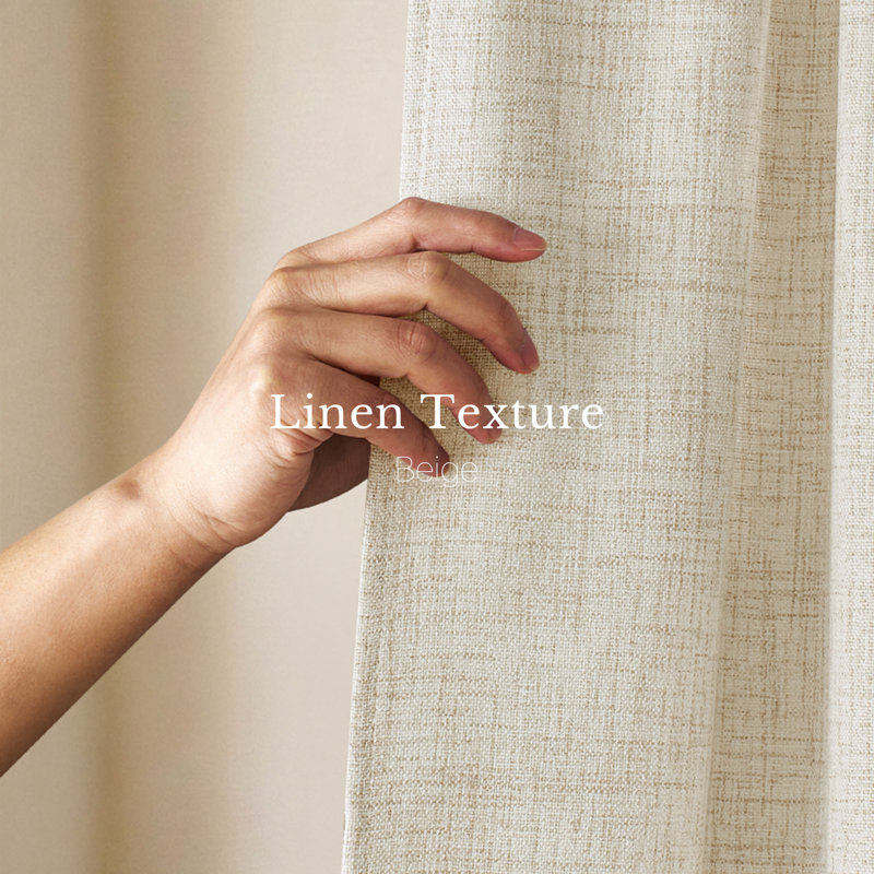 Faux Linen Blend Curtains Rod Pocket & Back tab Semi Sheer Window Treatments Privacy with Light Filtering for Living Room, 2 Panels