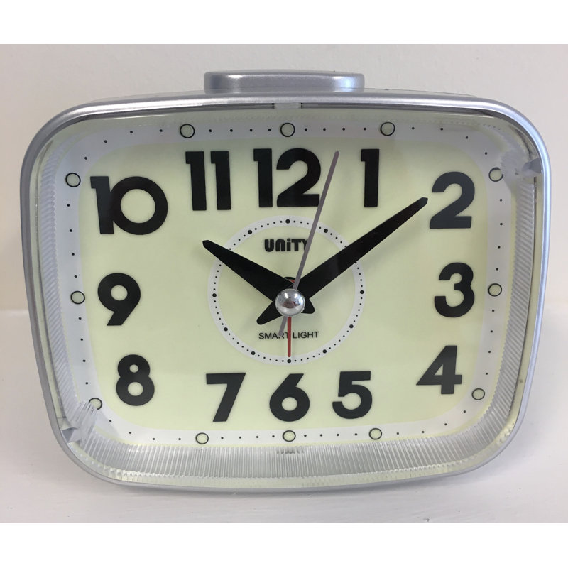 Analog Quartz Alarm Tabletop Clock, Silver