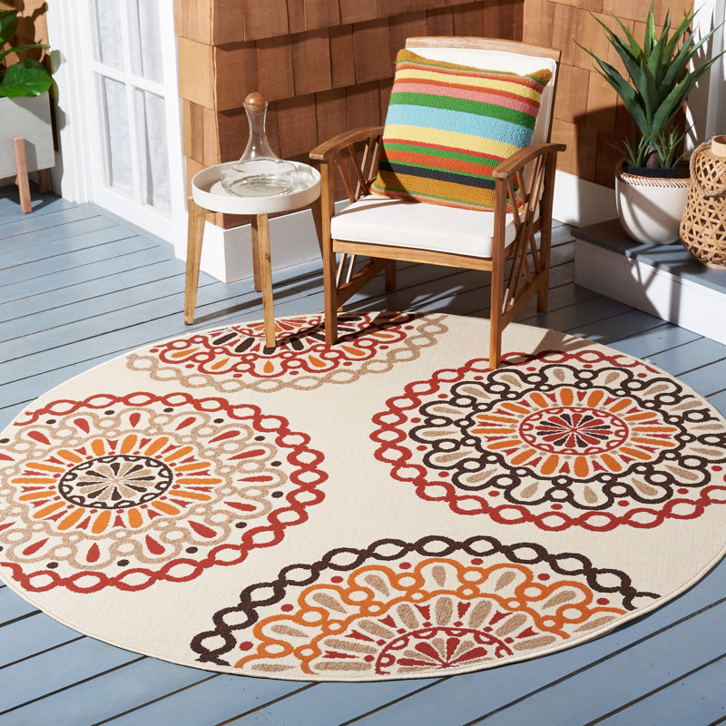 Centeno Performance Floral Indoor/Outdoor Area Rug, Round 3'