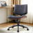 Home Office Chair Swivel Desk Chair With Wheel Small Computer Chair Armless Task Chair Modern Walnut Pu Leather Backrest Rocking Function Adjustable Height, Study Reading Meeting Room