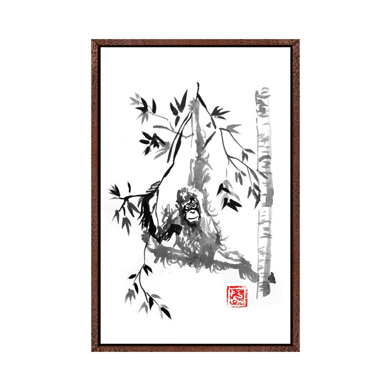 Playing by Péchane - Print on Canvas, 101.6 cm H x 66.04 cm W, Classic Brown Wood Framed