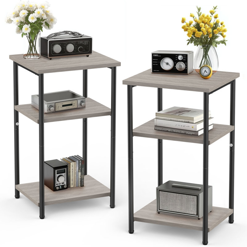22.8" Tall End Table, Side Table, Wooden Nightstand for Living Room, Bedroom, Office, or Bathroom, Gray Wood
