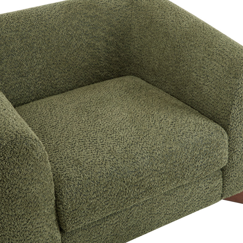 Rhudine Boucle Upholstered Sofa, Olive Green