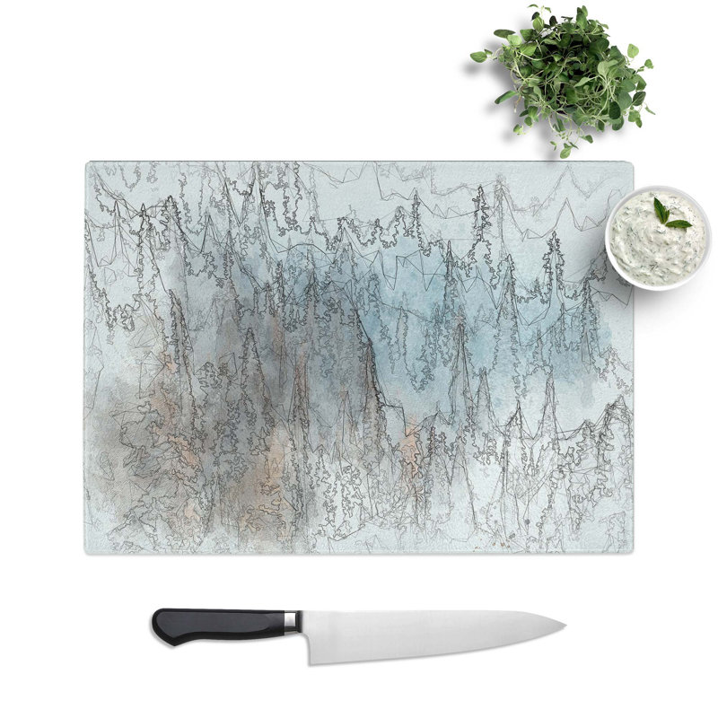 Glass Misty Forest in Banff Canada in Abstract Chopping Board, 28.5 cm W x 20 cm L