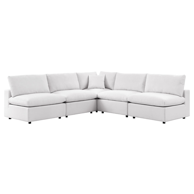 5-Piece Outdoor Patio Sectional Sofa In Navy, White