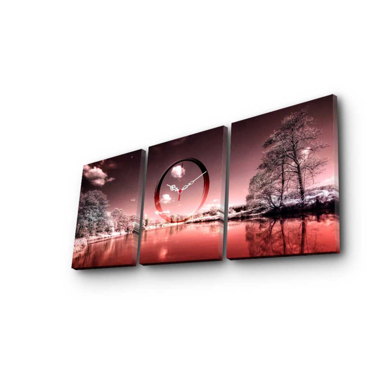 Stylish 3-Piece Decorative Canvas Wall Clock Set, Suede Canvas, Total Size: 35.4 x 15.0 inches | 100% Wooden Frame, Thickness: 1.2 inches | Perfect for Home Decor, Modern Aesthetic & Unique Timekeeping