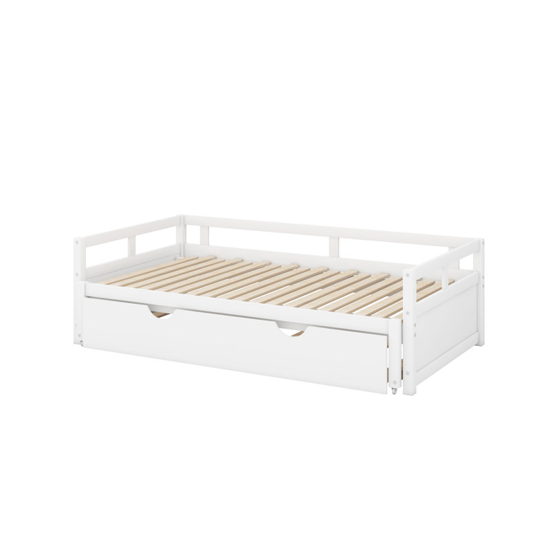 Twin Size Extending Daybed With Trundle, Wooden Daybed With Trundle, White