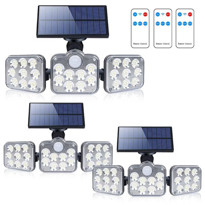 138LED Outdoor Solar Security Lights 30Watt Dusk to Dawn Flood Lights with Motion Sensor