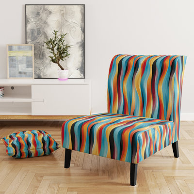 Popart Striped Rainbow Rhythm II - Upholstered Modern & Contemporary Accent Slipper Chair