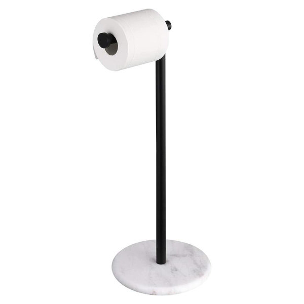 Free Standing Gold Toilet Paper Holder Stand White Marble Base and Sto —  Marmolux
