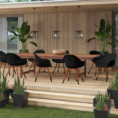 Alyisa 8 - Person Patio Dining Set with Extendable Rectangular Table