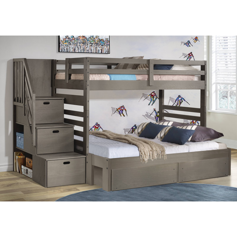 Lit superposé standard en bois massif Huseman par Lark Manor ™, Ardoise