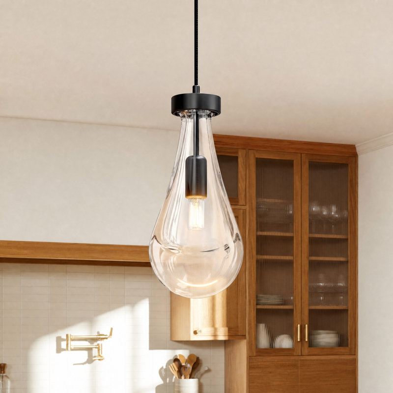 1 - Light Luxury Raindrop Single Pendant, Matte Black