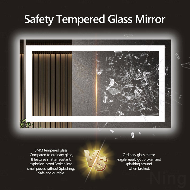 Frameless Led Bathroom Accent Mirror,Smart Mirror, 40" x 24"