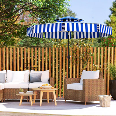 8.6FT Patio Umbrella, UPF 30+ Outdoor Market Umbrella, 2-Tier Vented Patio Table Umbrella with Crank 8 Ribs, Tiltable Porch Umbrella for Garden Deck Poolside