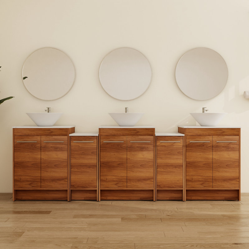  Meuble-lavabo autoportant de 96 po avec plateau en céramique Aurrie, Spécialité