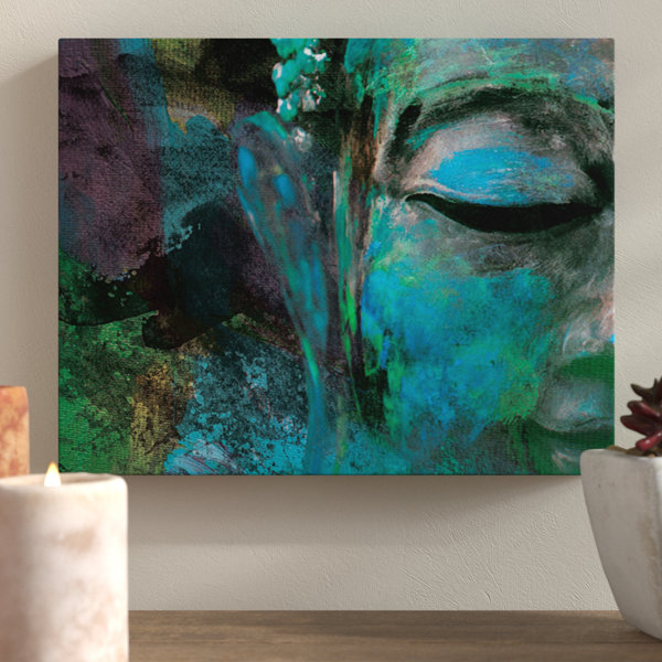 teal buddha wall art