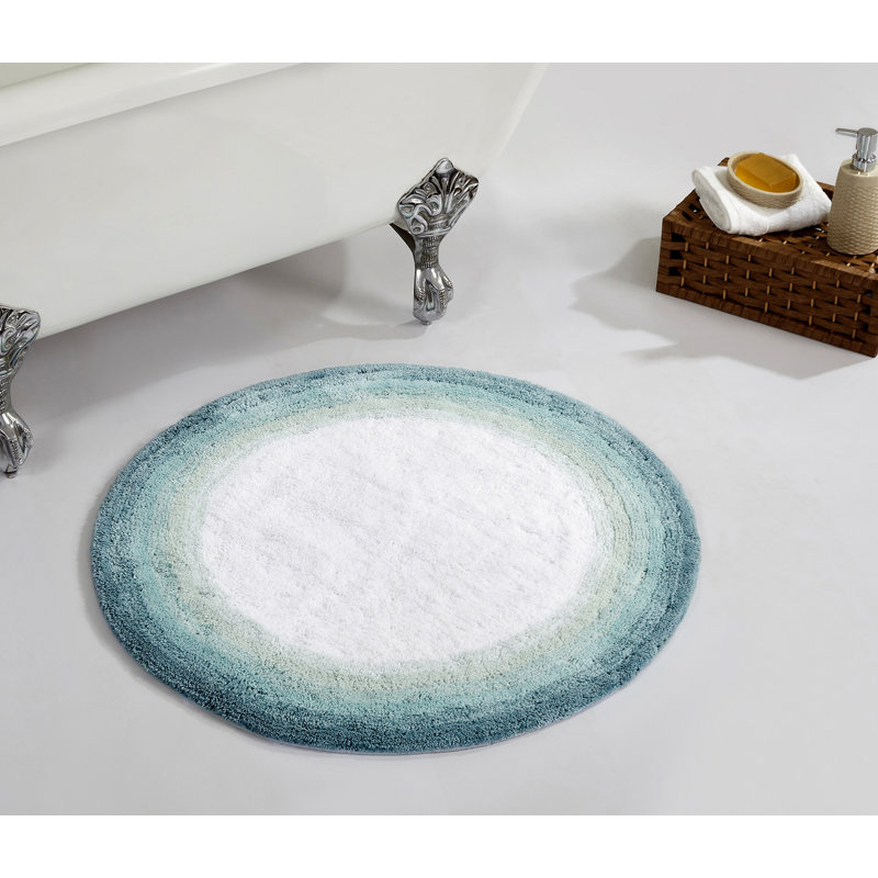 Orme 100% Cotton Tufted Bath Rug with Non-Slip Backing, Machine Washable, Ultra Soft & Absorbent Bath Mat 30" Round, Turquoise