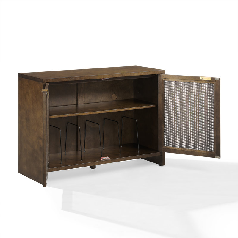 Kenji Handwoven Poly-Rattan 40'' Brown Media Console with Vinyl Storage