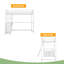 Lit mezzanine simple en métal et bois avec bureau et tablettes